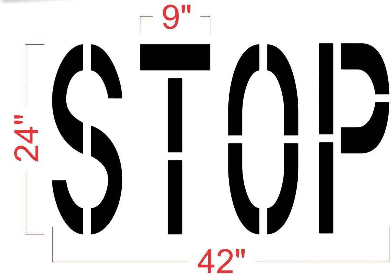 Stop Stencil with 24 inch Letters .060 Thick for Roadways and Parking Lots Bendable and Reusable One Piece Plastic Template for Hotels Airports and Public Parks by Marketing Holders