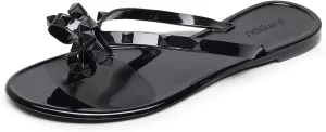 Studded Jelly Shoes for Womens Bow Flip Flops Jellies Sandals Flat Black Summer Beach Thong with Rivets Strappy Slides Slip On