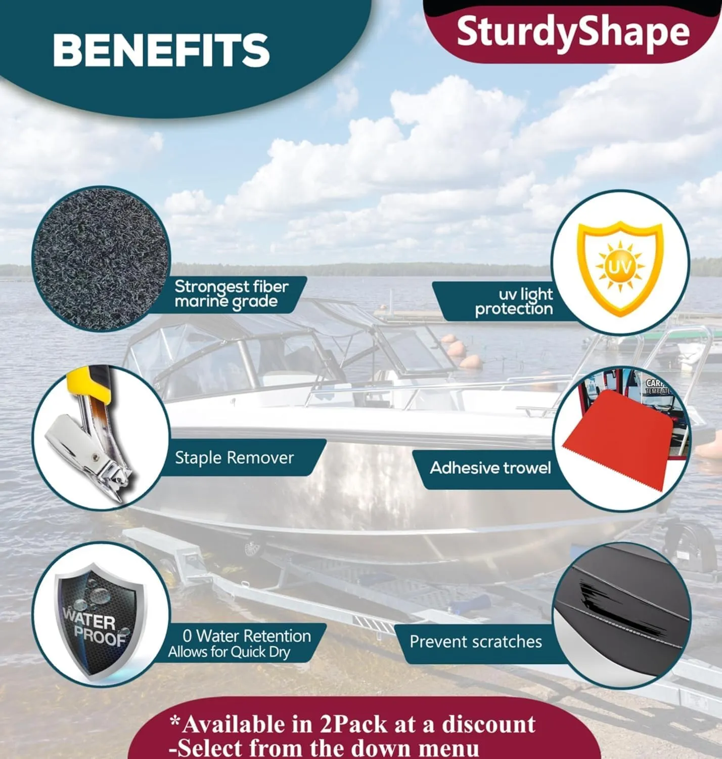 SturdyShape Boat Trailer Bunk Carpet Kit 13ftx12in 25oz- Marine Carpet Covers for Trailers, Lift Runners, and Jet Skis