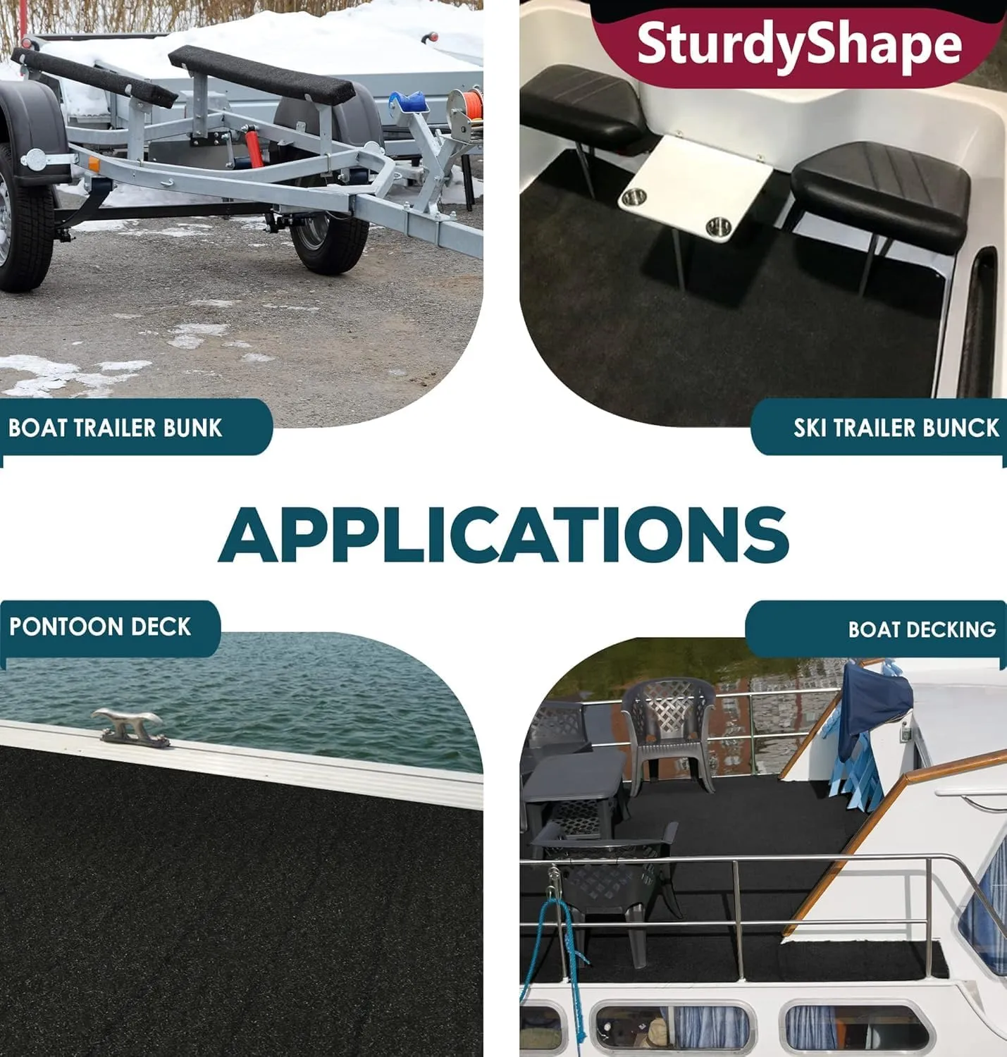 SturdyShape Boat Trailer Bunk Carpet Kit 13ftx12in 25oz- Marine Carpet Covers for Trailers, Lift Runners, and Jet Skis