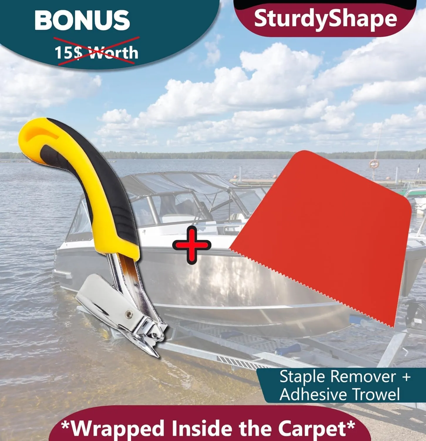 SturdyShape Boat Trailer Bunk Carpet Kit 13ftx12in 25oz- Marine Carpet Covers for Trailers, Lift Runners, and Jet Skis