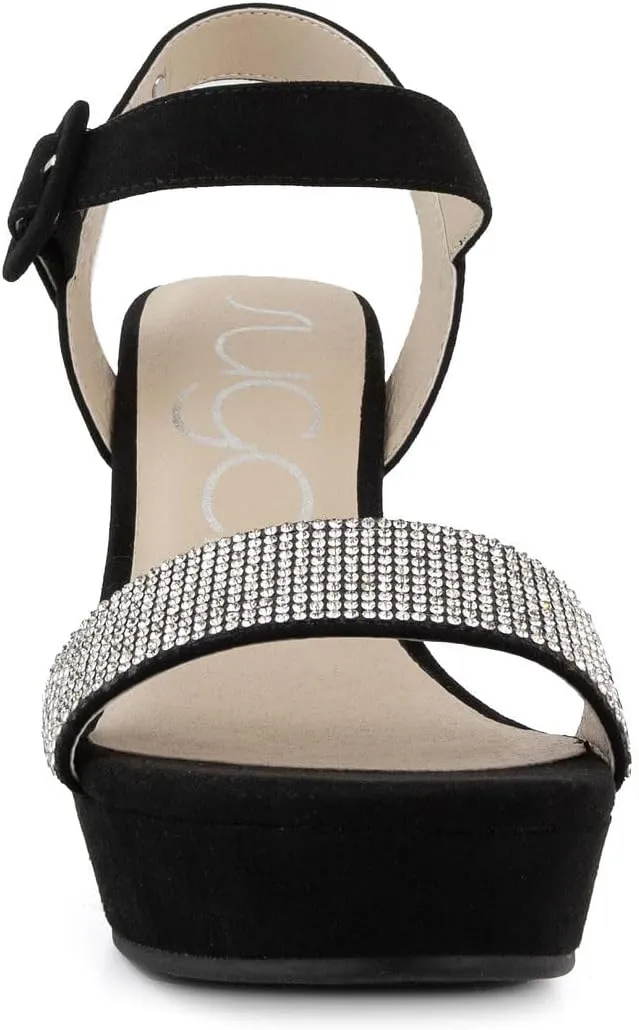 Sugar Women's Wedge Sandals – Ankle Strap Heels, Dressy Platform Open-Toe Shoes, Boho Peep-Toe Summer Pump - Chili