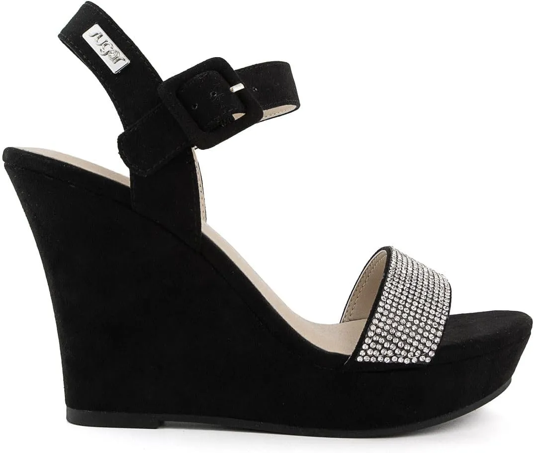 Sugar Women's Wedge Sandals – Ankle Strap Heels, Dressy Platform Open-Toe Shoes, Boho Peep-Toe Summer Pump - Chili