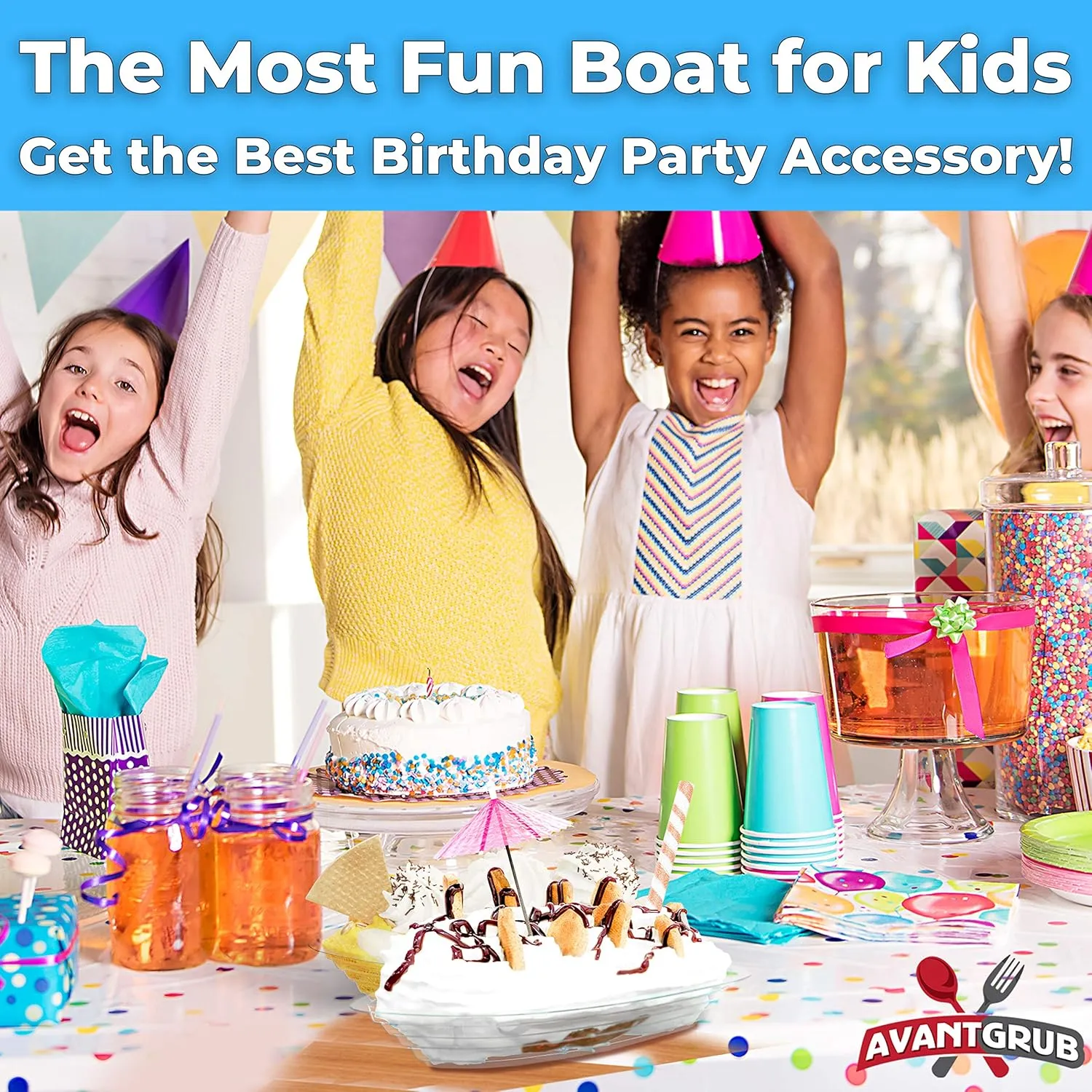 Super Fun Recyclable 8oz Banana Split Boats 50 Pack. Durable, Disposable Ice Cream Sundae Bowls. Perfect Plastic Cups for Social Event or Kids Birthday Party. Great Clear Dessert Tray for Carnivals.