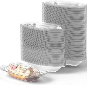 Super Fun Recyclable Banana Split Boats 250Pk. Best Long 12 Oz   8 Oz Combo of Disposable Bowls With Lids for Ice Cream Sundaes. Perfect Clear Plastic Sunday Cups for a Kids Birthday Party.