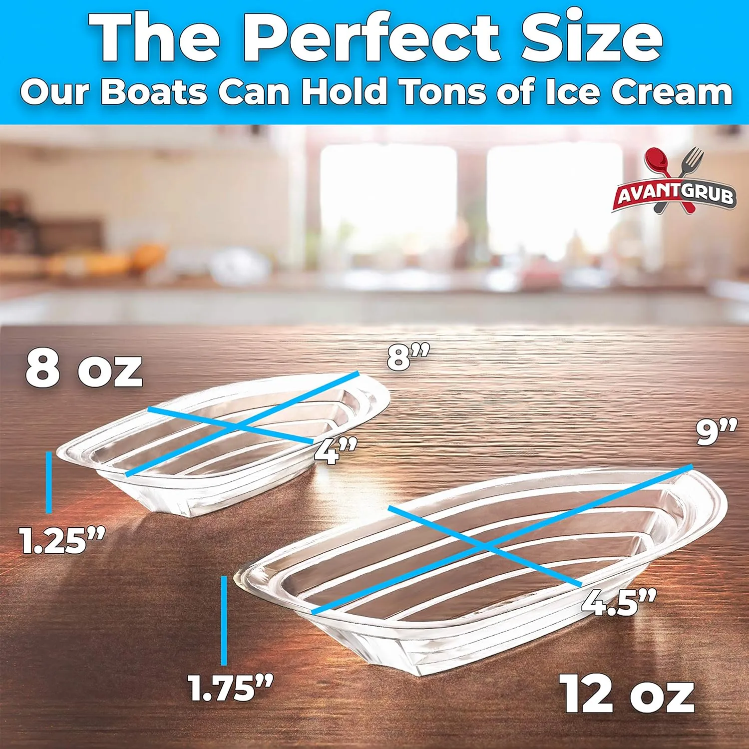Super Fun Recyclable Banana Split Boats 250Pk. Best Long 12 Oz   8 Oz Combo of Disposable Bowls With Lids for Ice Cream Sundaes. Perfect Clear Plastic Sunday Cups for a Kids Birthday Party.