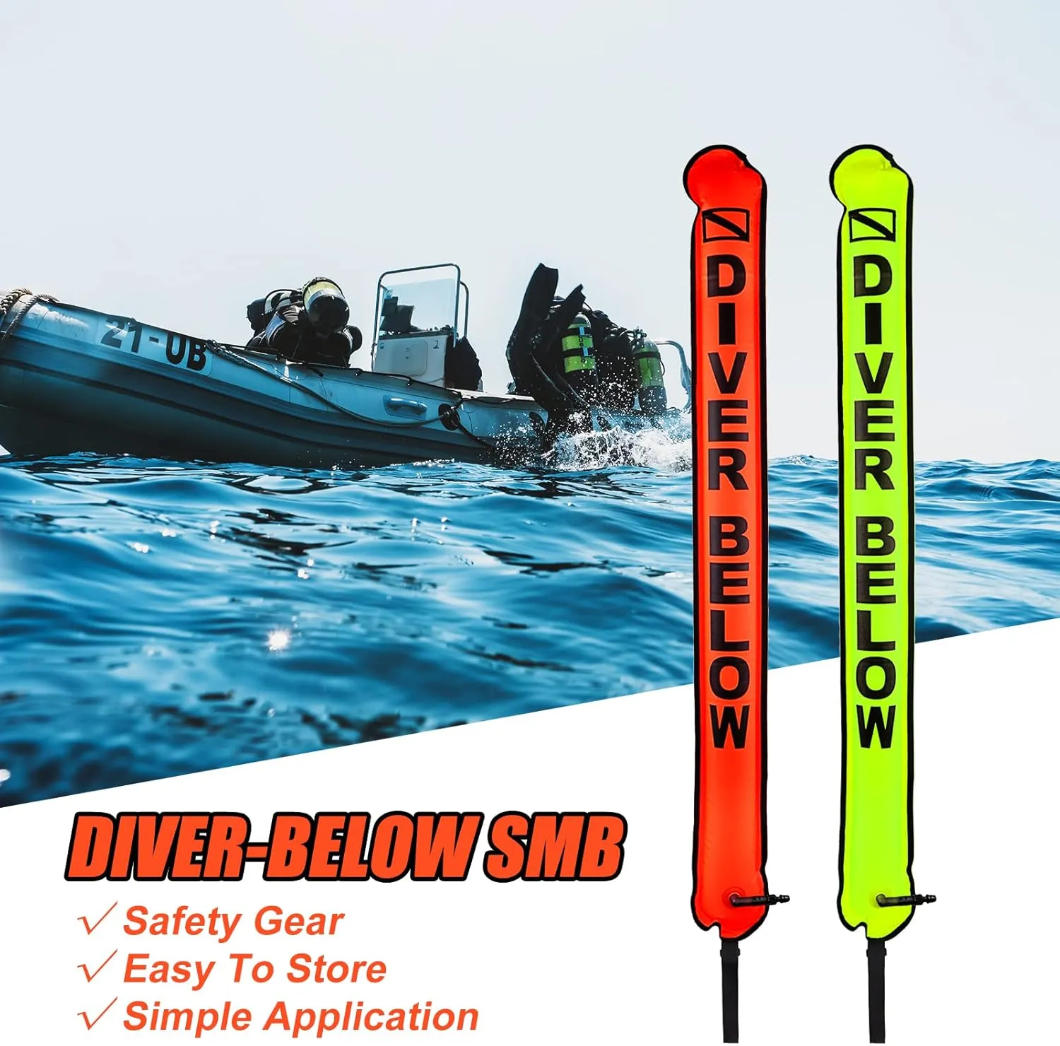 Surface Marker Buoy, Scuba Diving Surface Marker Signal Tube with Reflective Strip and Plastic Clip