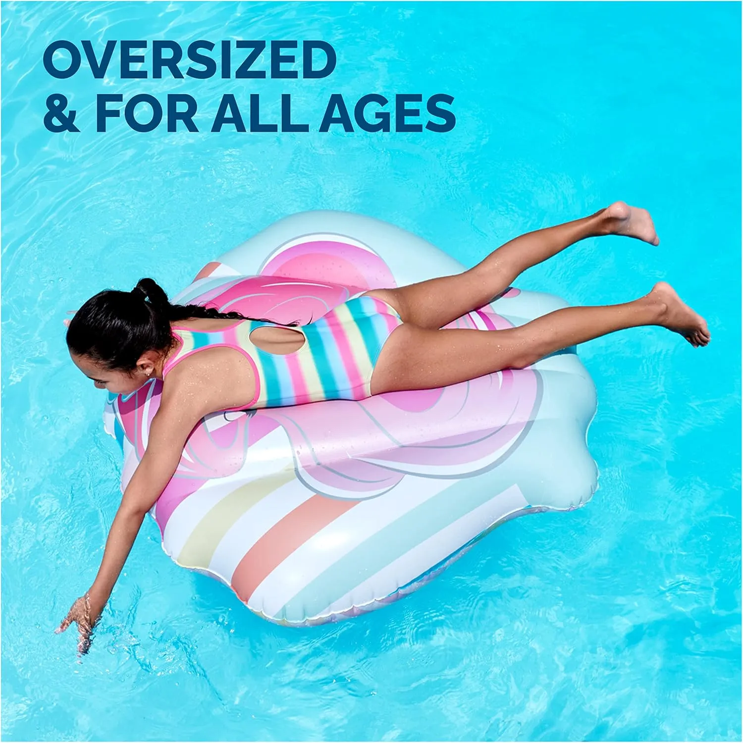 Swimways Disney Princess Ariel Reversible Boat, Inflatable Pool Floats & Kids Pool Toys, Swimming Pool Accessories & Beach Essentials for Kids Aged 5 & Up