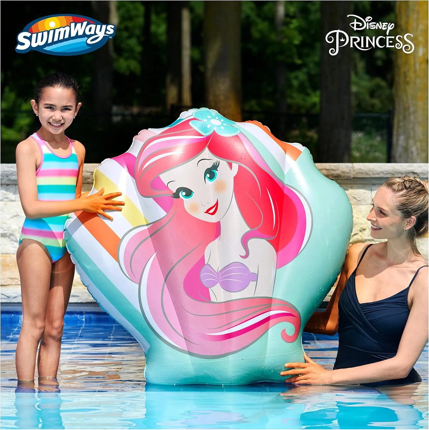 Swimways Disney Princess Ariel Reversible Boat, Inflatable Pool Floats & Kids Pool Toys, Swimming Pool Accessories & Beach Essentials for Kids Aged 5 & Up