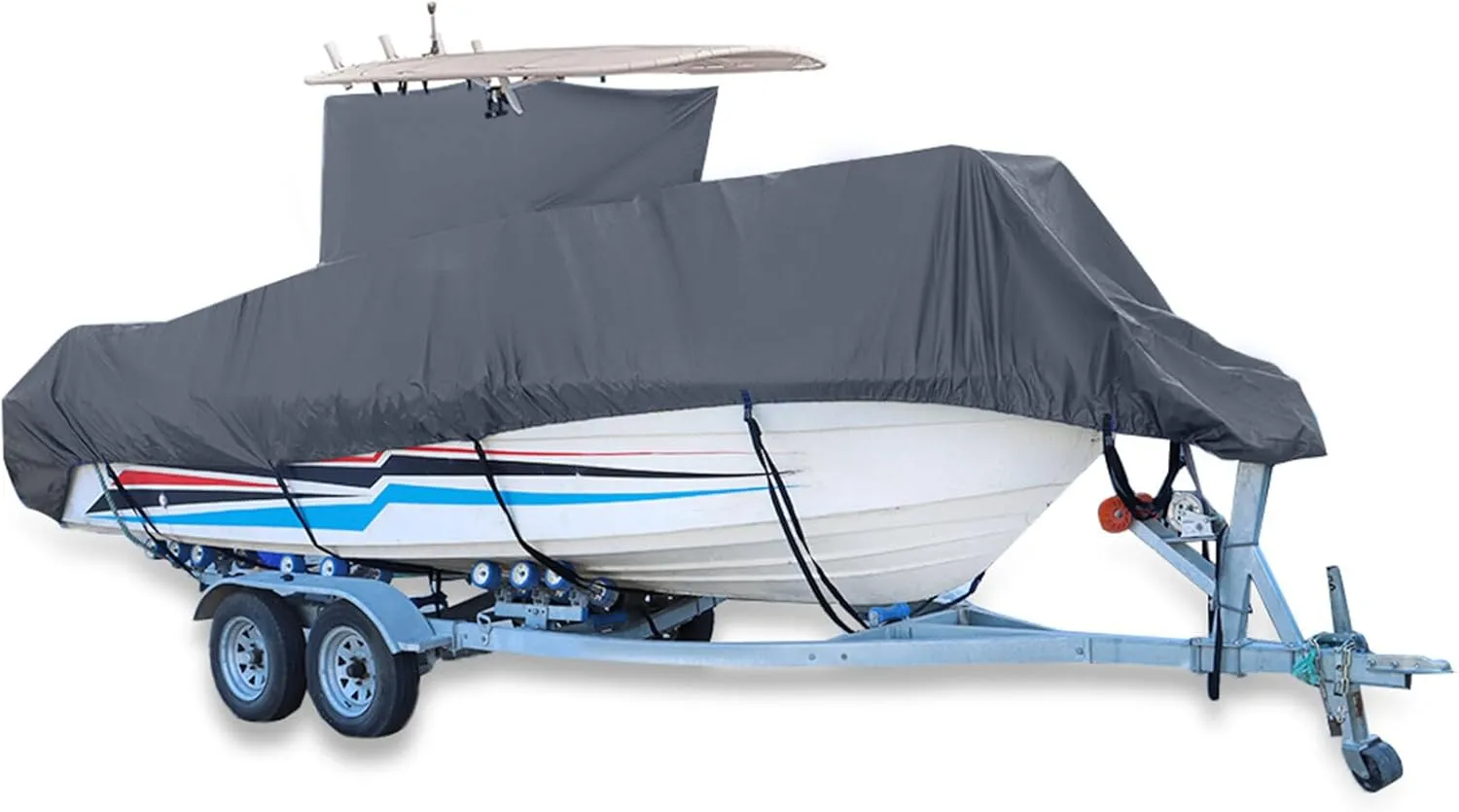 T-Top Boat Cover Heavy Duty 420D Marine Parts Boat Accessories Polyester 22-24L x 116W Grey Long Center Console Boat