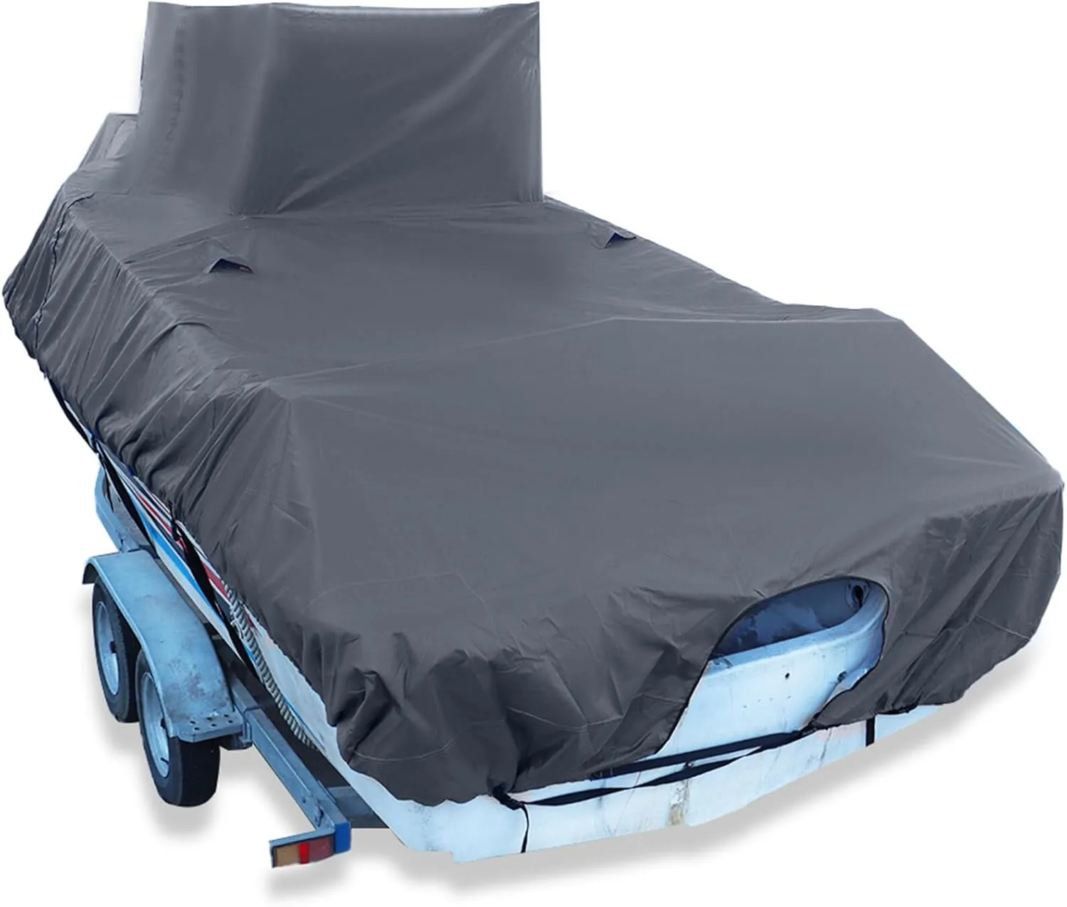 T-Top Boat Cover Heavy Duty 420D Marine Parts Boat Accessories Polyester 22-24L x 116W Grey Long Center Console Boat