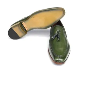 Tassel Leather Loafer in Green