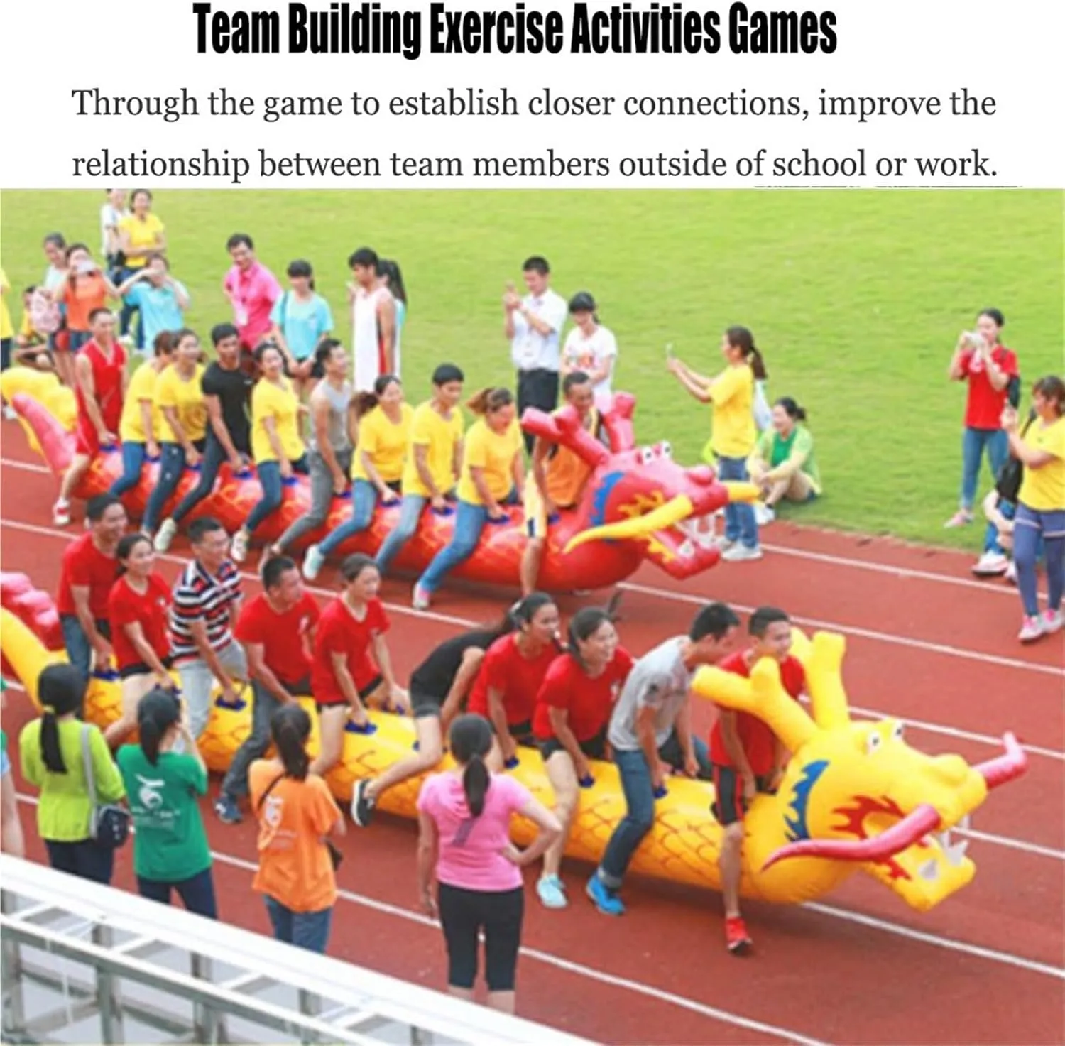 Team Building Games 2 Pcs Field Day Teamwork Games, Multiplayer Lawn Games Inflatable Toys, Outdoor Carnival Party Carnival Sports Game, with Inflation Pump(9 Seats/L-5.5M)