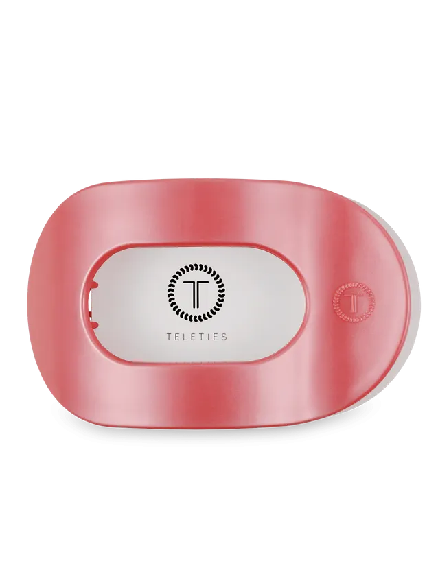 Teleties Calming Coral Medium Flat Round Hair Clip