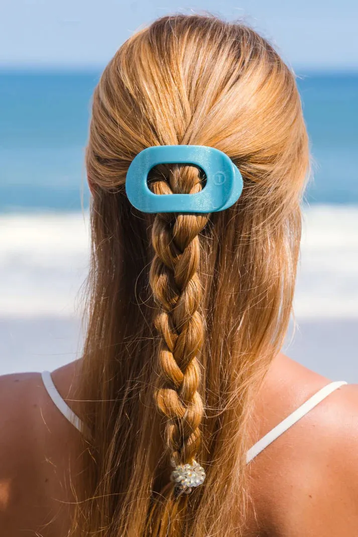 Teleties Flat Round Hair Clip- Blue Seas