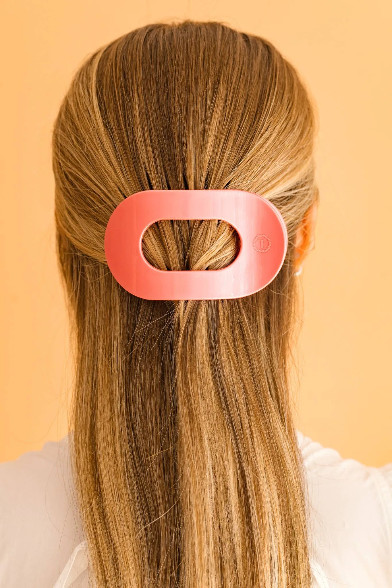TELETIES - Round Flat Hair Clip | Large | Calming Coral