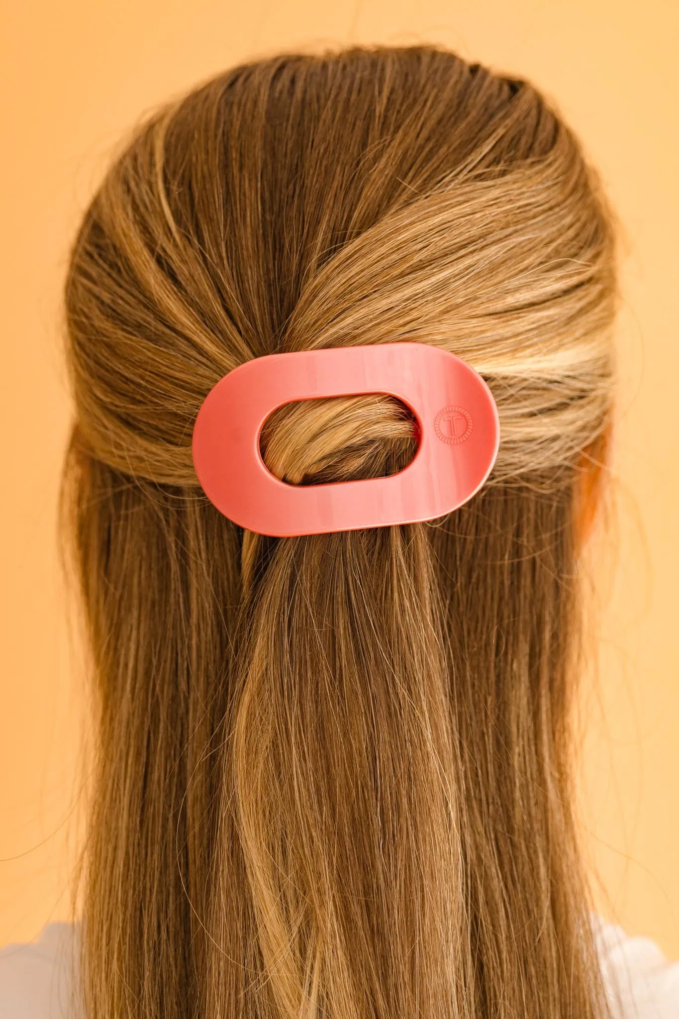 TELETIES - Round Flat Hair Clip | Small | Calming Coral
