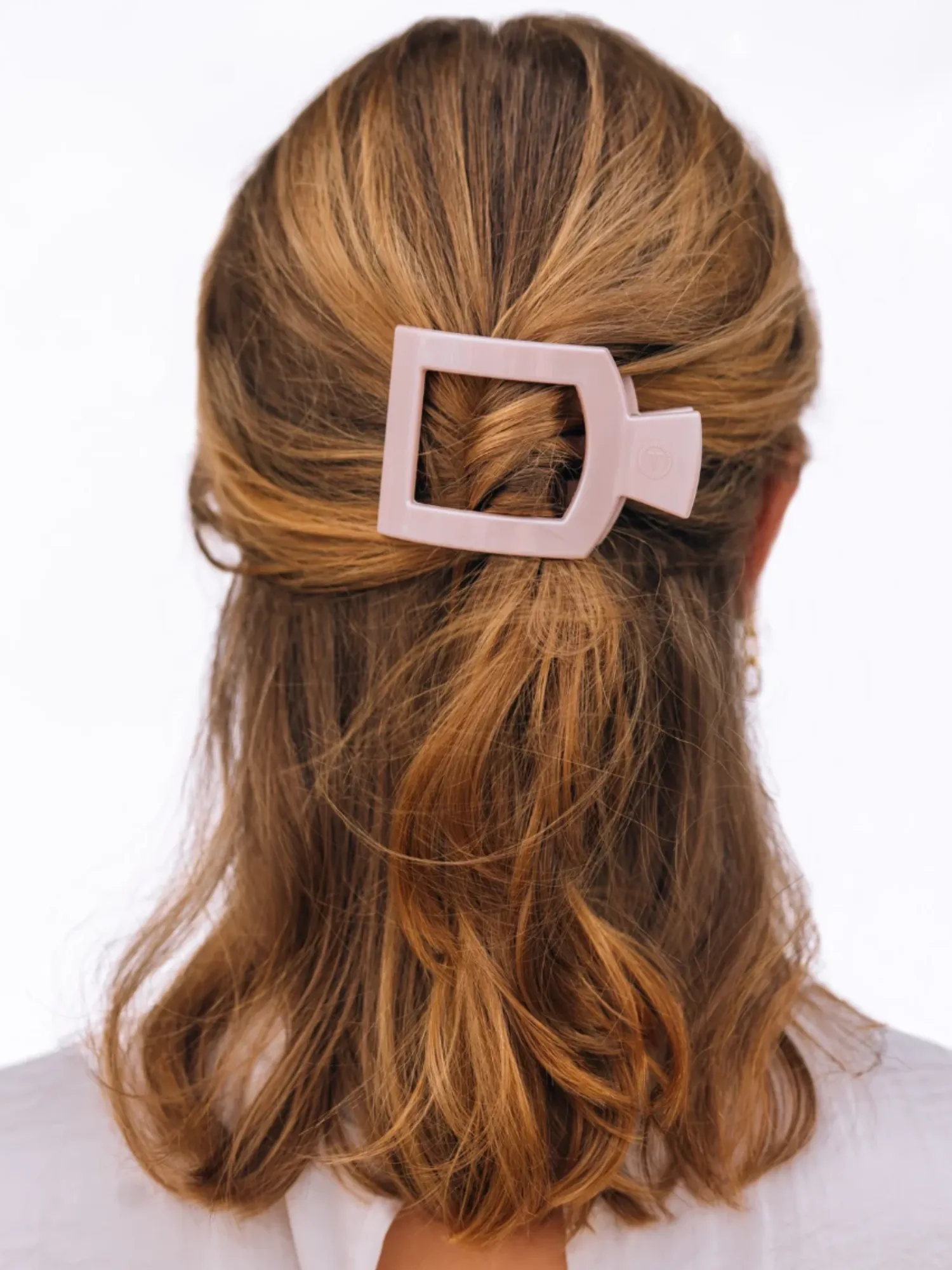 Teleties Small Flat Square Clip - Pearly Pink