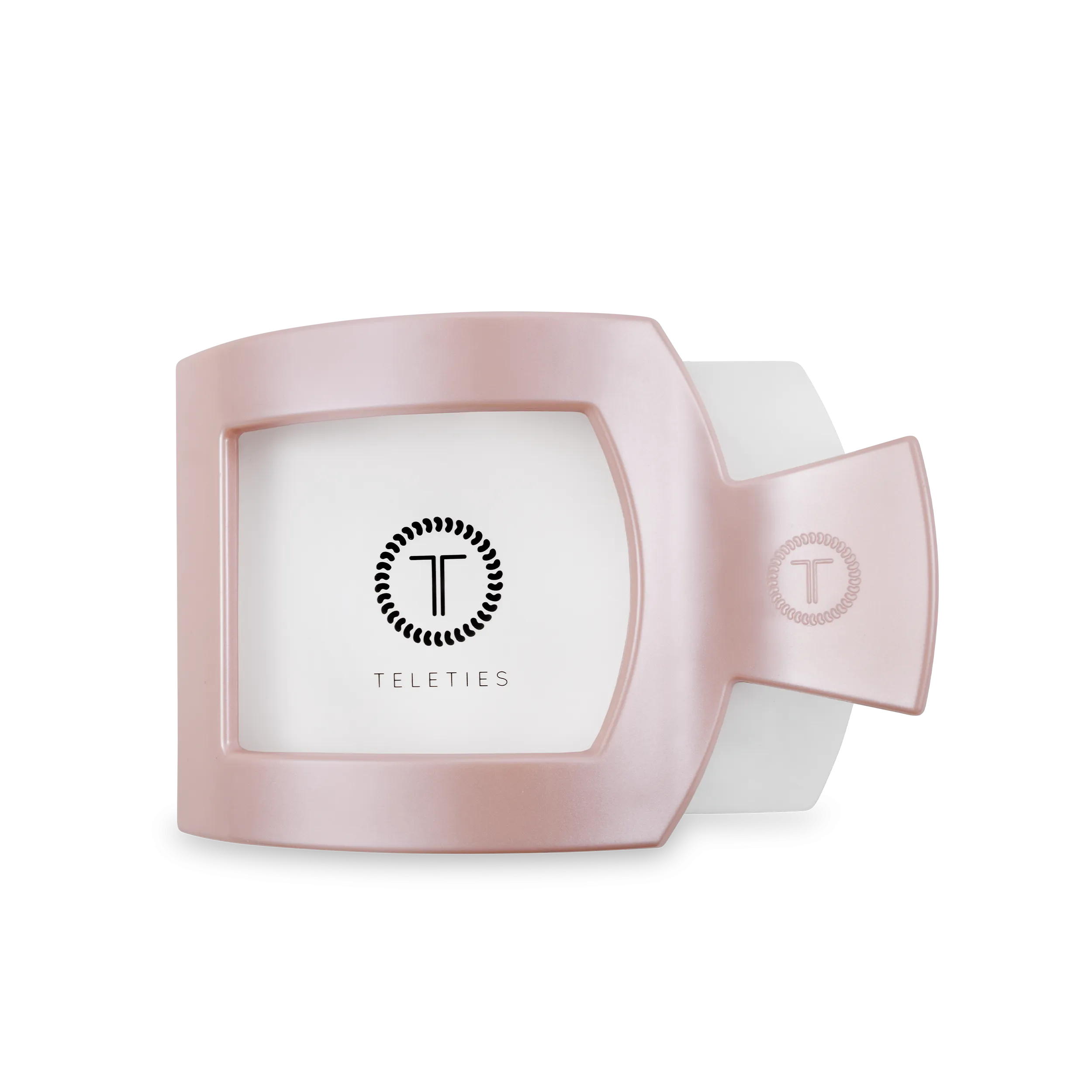 TELETIES - Square Flat Hair Clip | Large | Pearly Pink