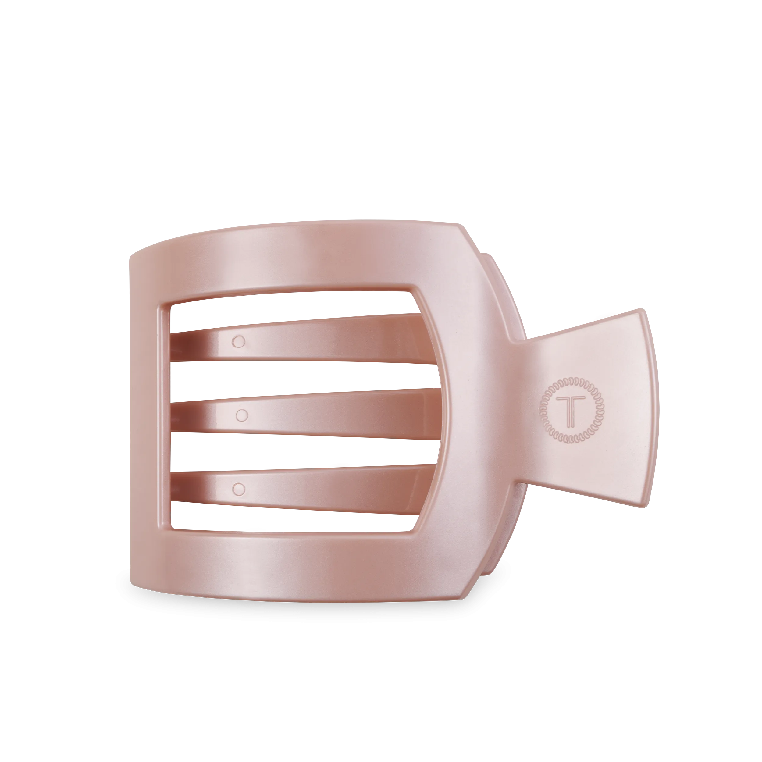 TELETIES - Square Flat Hair Clip | Large | Pearly Pink
