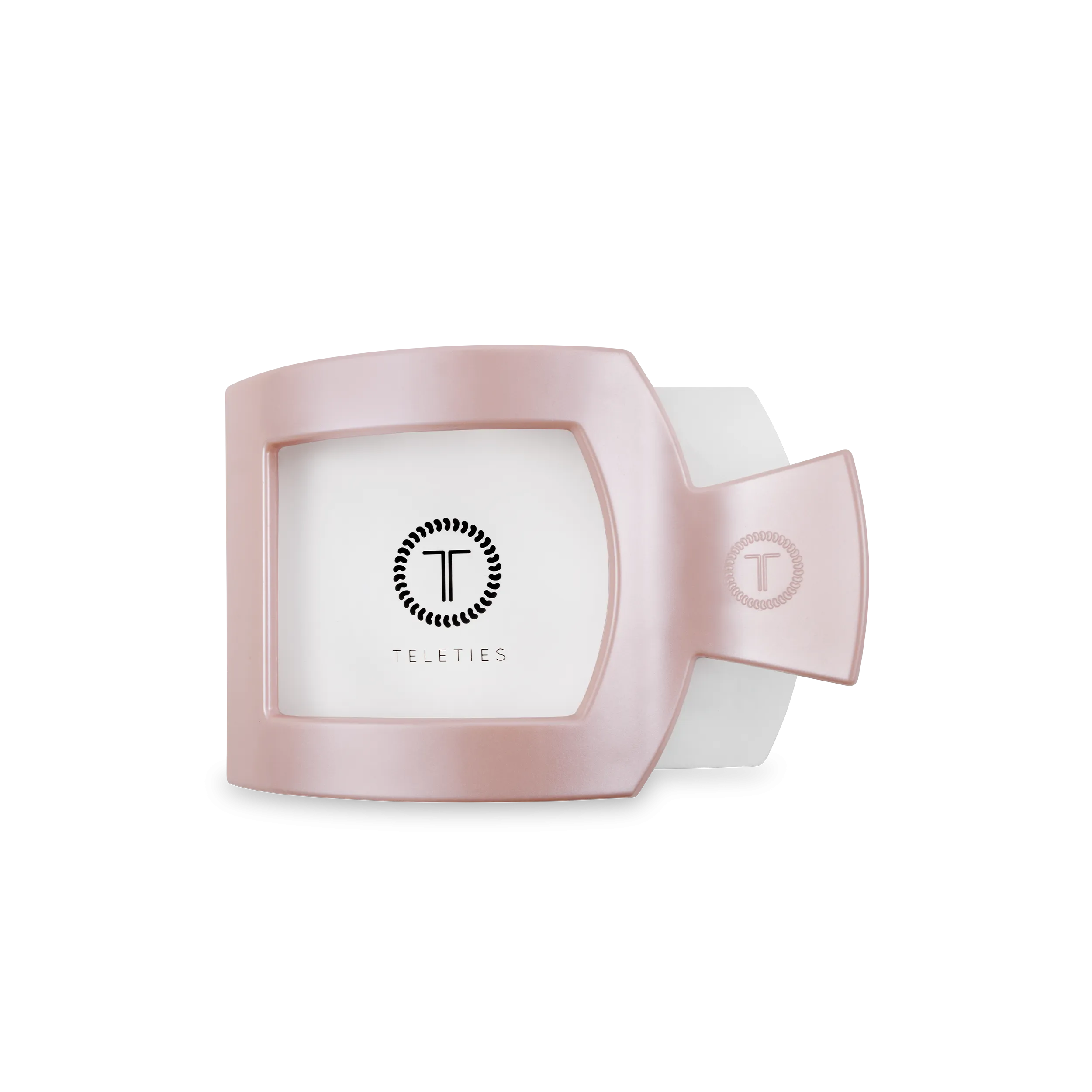 TELETIES - Square Flat Hair Clip | Medium | Pearly Pink