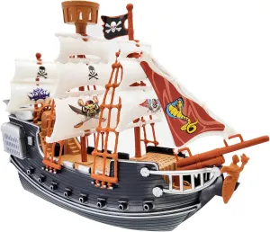 The Dreidel Company 10 Inch Pirate Boat Detailed Pirate Ship Adventure Playset, Pirate Toy, Pirate Party Favor, Excellent for Children Ages 3 