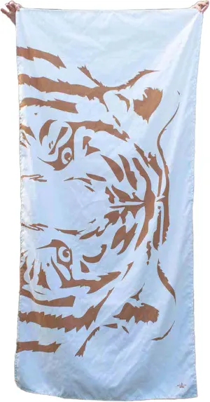 The Royal Standard Eye of The Tiger White and Camel 70 x 34 Inch Quick Dry Beach Towel