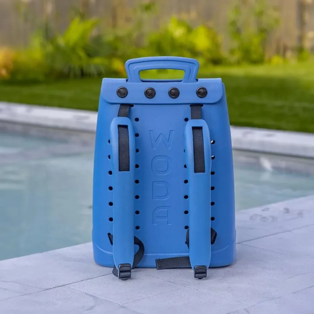 The Ultimate EVA Backpack | Washable, Lightweight and Durable | Zipper Pocket Dry Bag, For Beach, Pool, & Boat (High Tide Blue, Original Woda Bag)