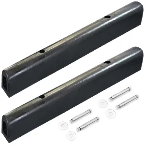 TonGass (2-Pack, Black, 39"x3.9"x3.9") Heavy-Duty Rubber Dock Bumper for Marinas, Boat Docks, Boat Slips with 1/2" Thick Ribs 2 Mounting Holes Boat Dock Bumpers Rubber Boat Bumpers for Docking