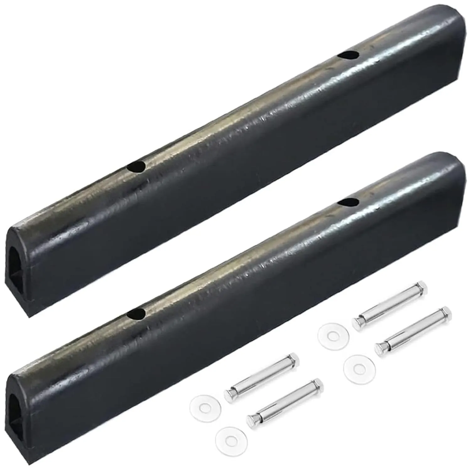 TonGass (2-Pack, Black, 39"x3.9"x3.9") Heavy-Duty Rubber Dock Bumper for Marinas, Boat Docks, Boat Slips with 1/2" Thick Ribs 2 Mounting Holes Boat Dock Bumpers Rubber Boat Bumpers for Docking