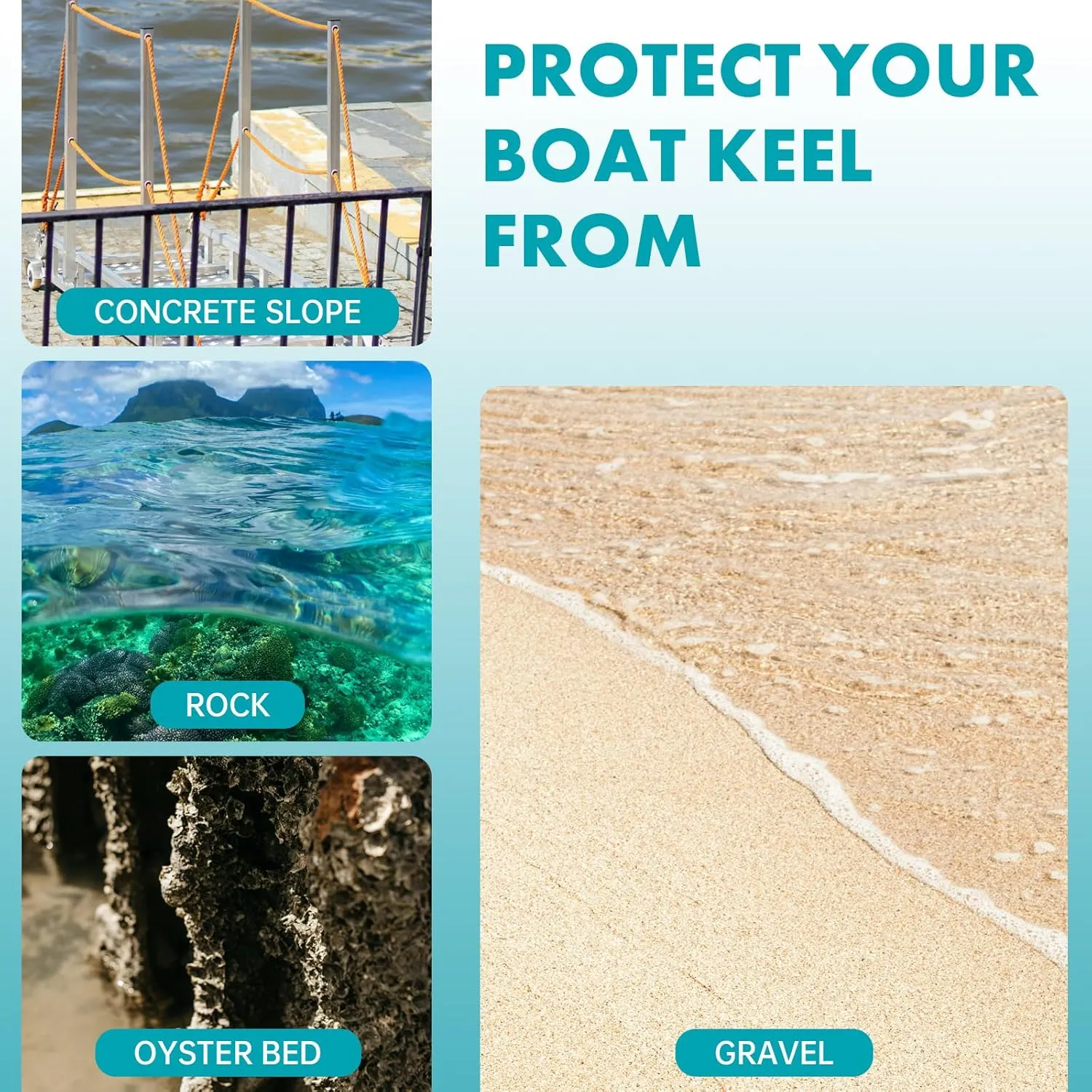 TONGMO Keel Guard: Self-Adhesive Shield Keel Guard for Protecting Fiberglass and Specific Aluminum Boats from Rocks, Oyster Beds, and Scratches 5 Inche Wide（