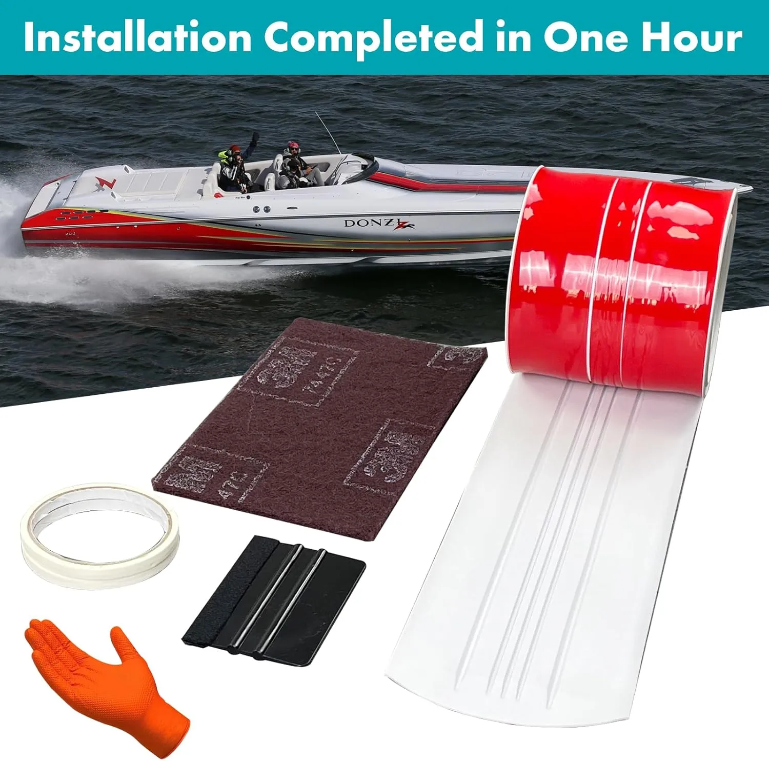 TONGMO Keel Guard: Self-Adhesive Shield Keel Guard for Protecting Fiberglass and Specific Aluminum Boats from Rocks, Oyster Beds, and Scratches 5 Inche Wide（