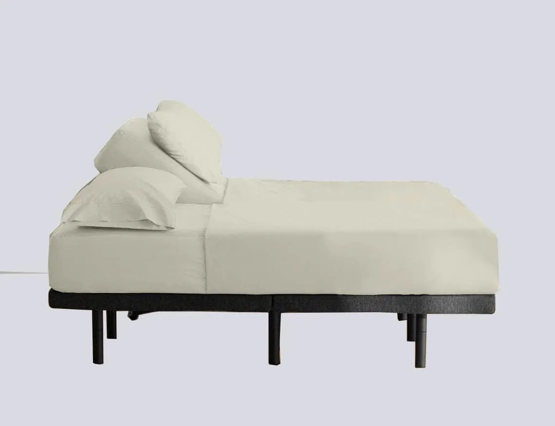 Top Split King Sheets for Sleep Number Beds, Flex Head King Sheets Sets for Adjustable Beds, 34" Split Top King Sheets, 6 Pcs Microfiber Split King Size Sheets Set 15" Ivory Top Split King Sheets