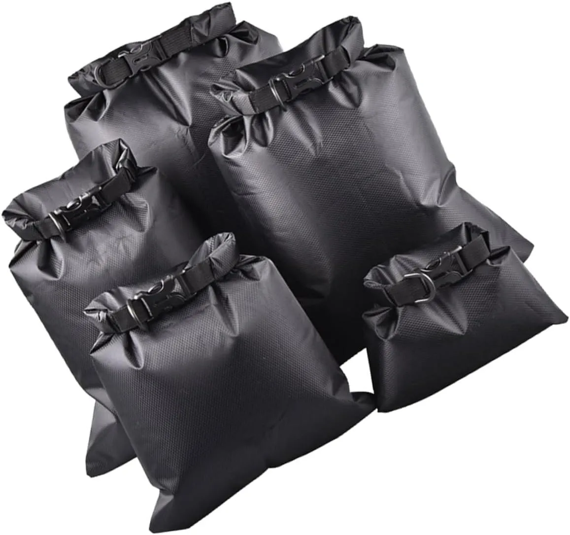 Totority 5PCS Dry Bag for Outdoor Activities Black Multi for Boating Kayaking Rafting Camping Durable Storage for Valuables