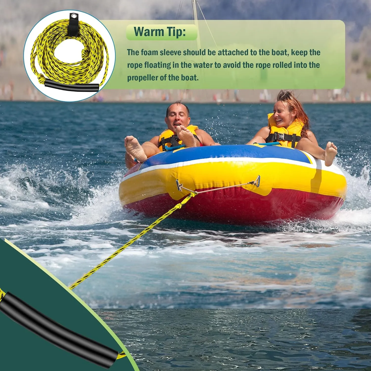 Tow Rope for Watersports,Rider Lines for Towable Tubes,Boating, Heavy Duty