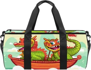 Travel Bag,Mens Gym Bag,Womens Gym Bag,Festival Cartoon Dragon Boat,Sports Bag