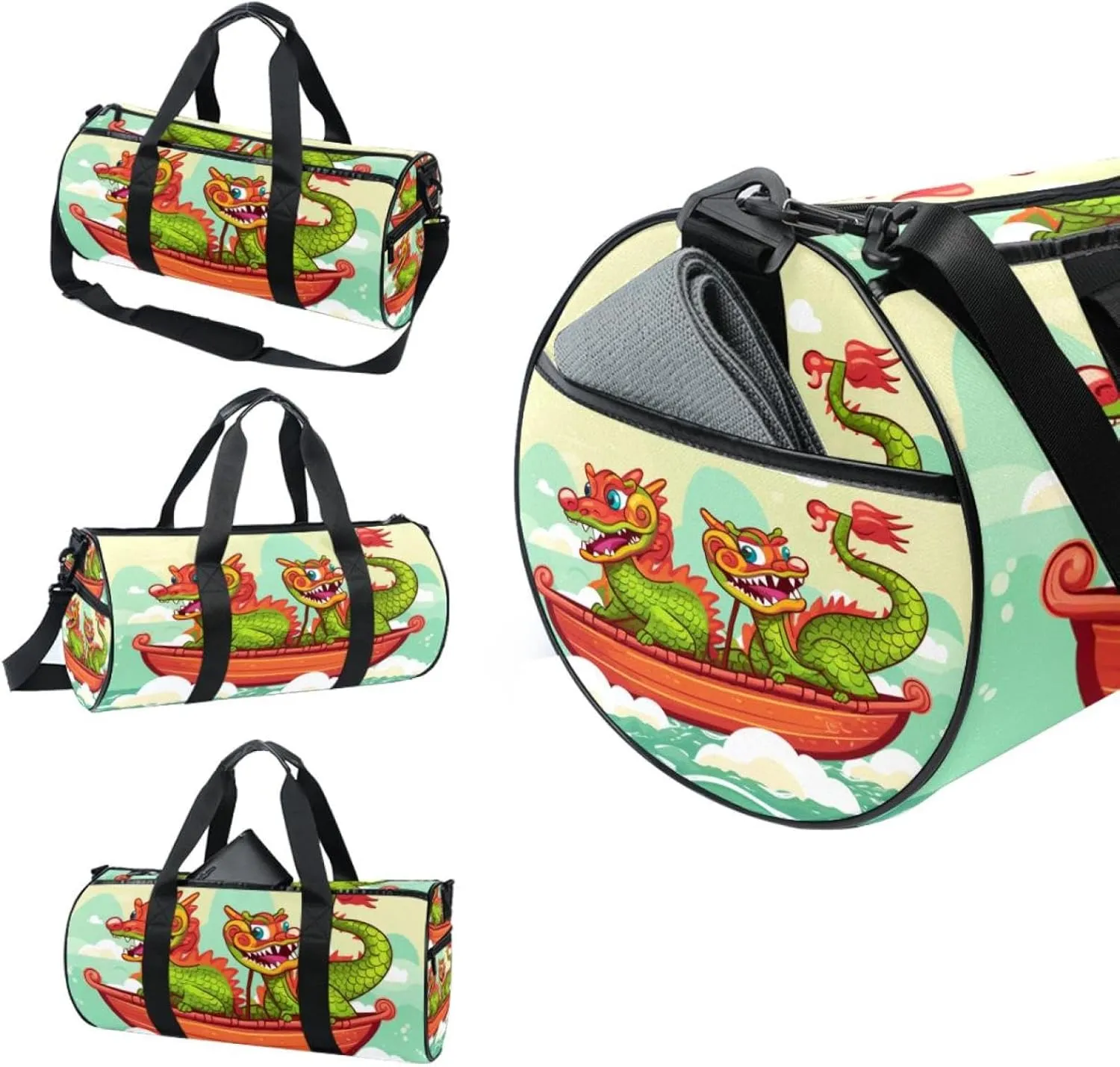 Travel Bag,Mens Gym Bag,Womens Gym Bag,Festival Cartoon Dragon Boat,Sports Bag