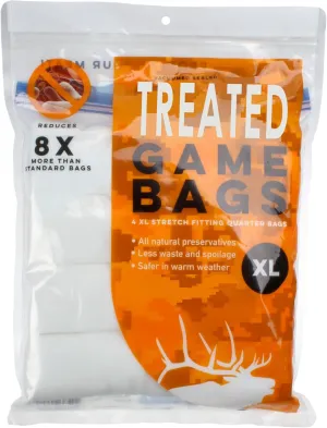 Treated Heavy Duty Game Bags | Available in Packs of 4 Deer, Elk, or Moose Quarter Bags, or as a Single Deer Full Body Bag | Reusable, Breathable & Stretchable Meat Bags | Vacuum Sealed