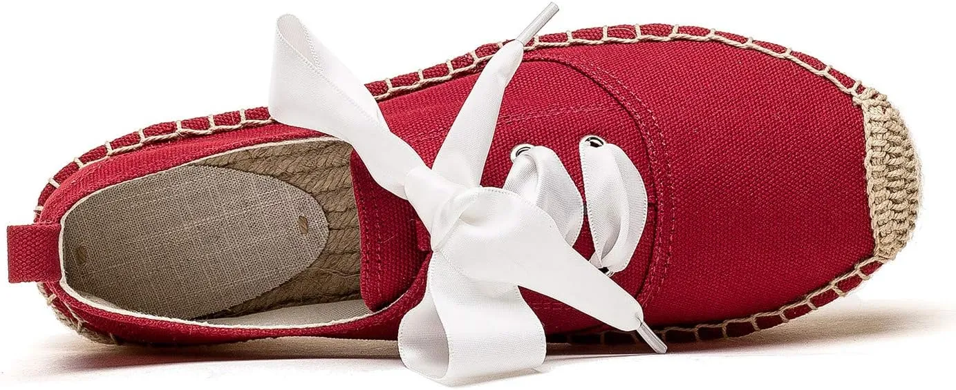 U-lite Women's Canvas White Shoes Platform Espadrille Classic Fashion Comfort Casual Lace Up Low Cut Sneakers