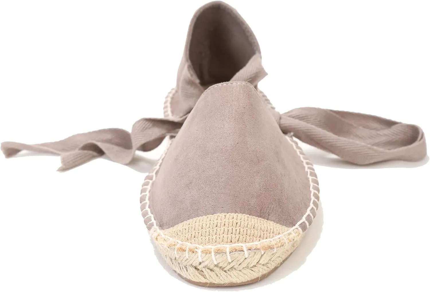 U-lite Women's Suede Cap-Toe Tie-up Ankle Strap Espadrille Flat Sandals