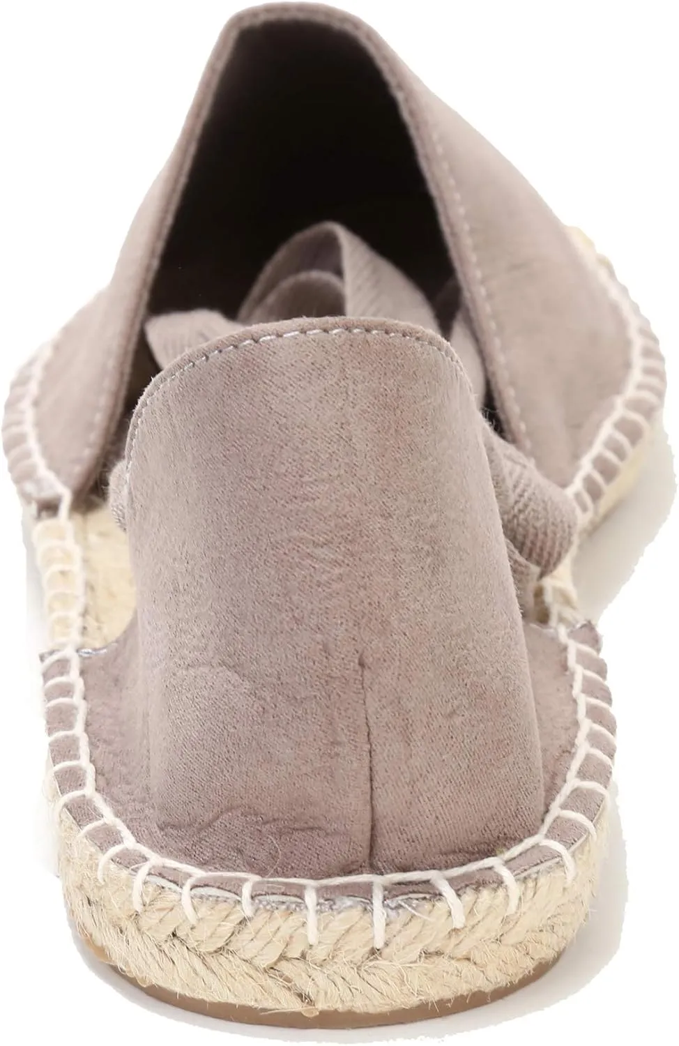 U-lite Women's Suede Cap-Toe Tie-up Ankle Strap Espadrille Flat Sandals