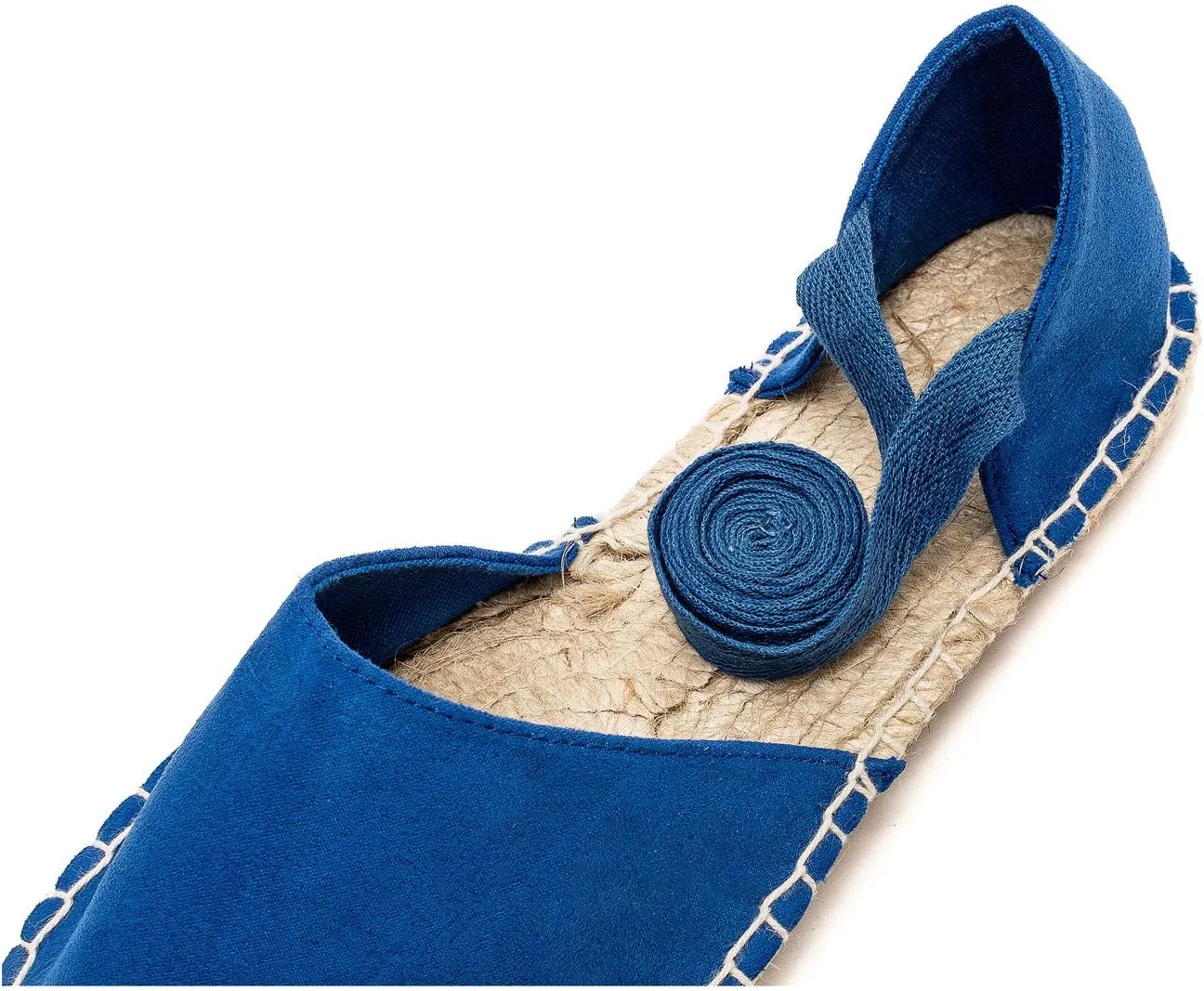 U-lite Women's Suede Cap-Toe Tie-up Ankle Strap Espadrille Flat Sandals
