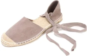 U-lite Women's Suede Cap-Toe Tie-up Ankle Strap Espadrille Flat Sandals