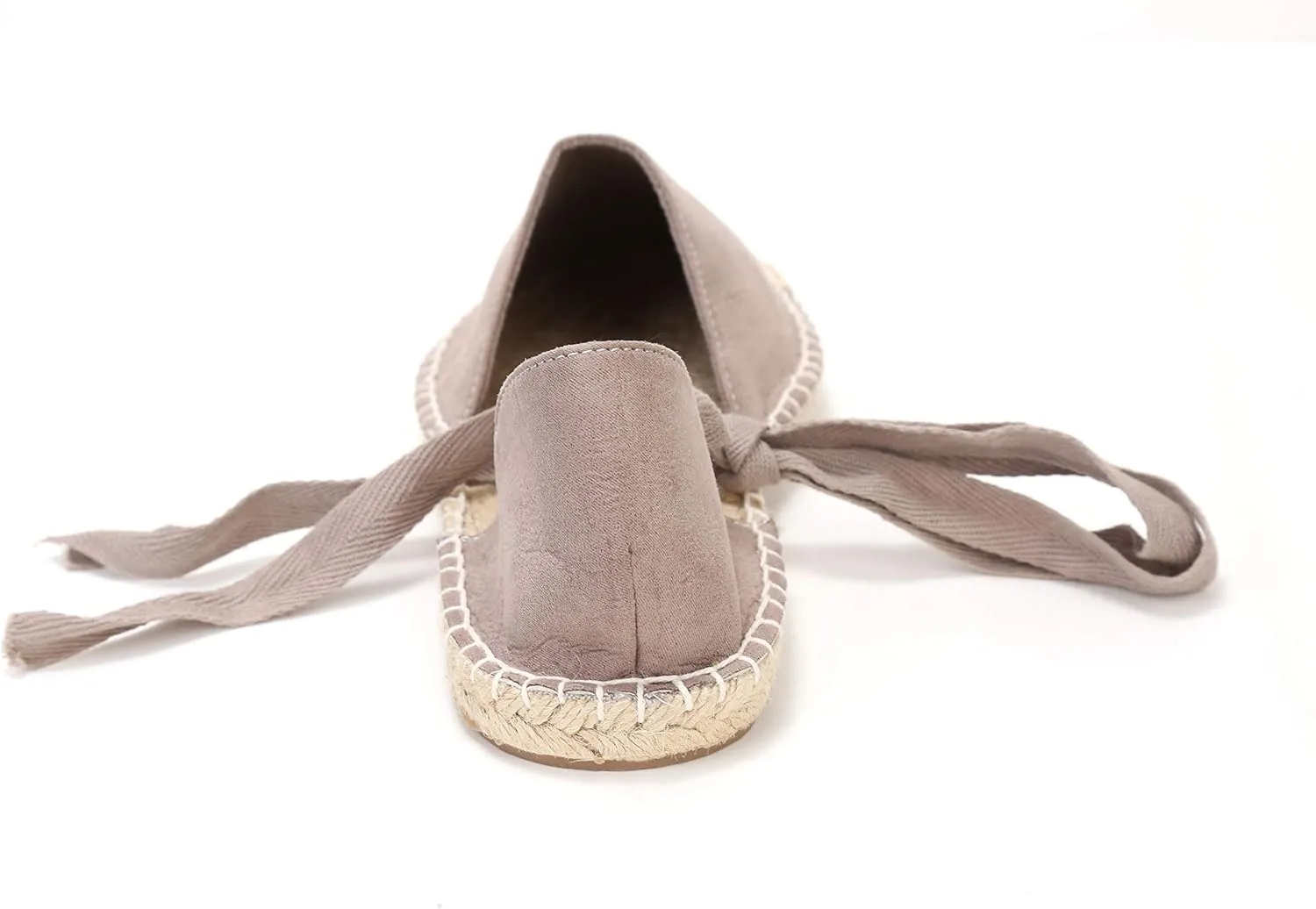 U-lite Women's Suede Cap-Toe Tie-up Ankle Strap Espadrille Flat Sandals