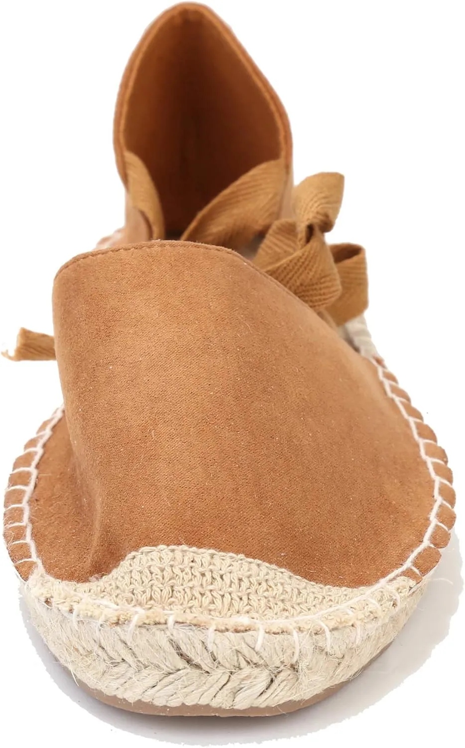 U-lite Women's Suede Cap-Toe Tie-up Ankle Strap Espadrille Flat Sandals