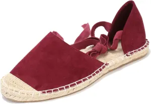 U-lite Women's Suede Cap-Toe Tie-up Ankle Strap Espadrille Flat Sandals