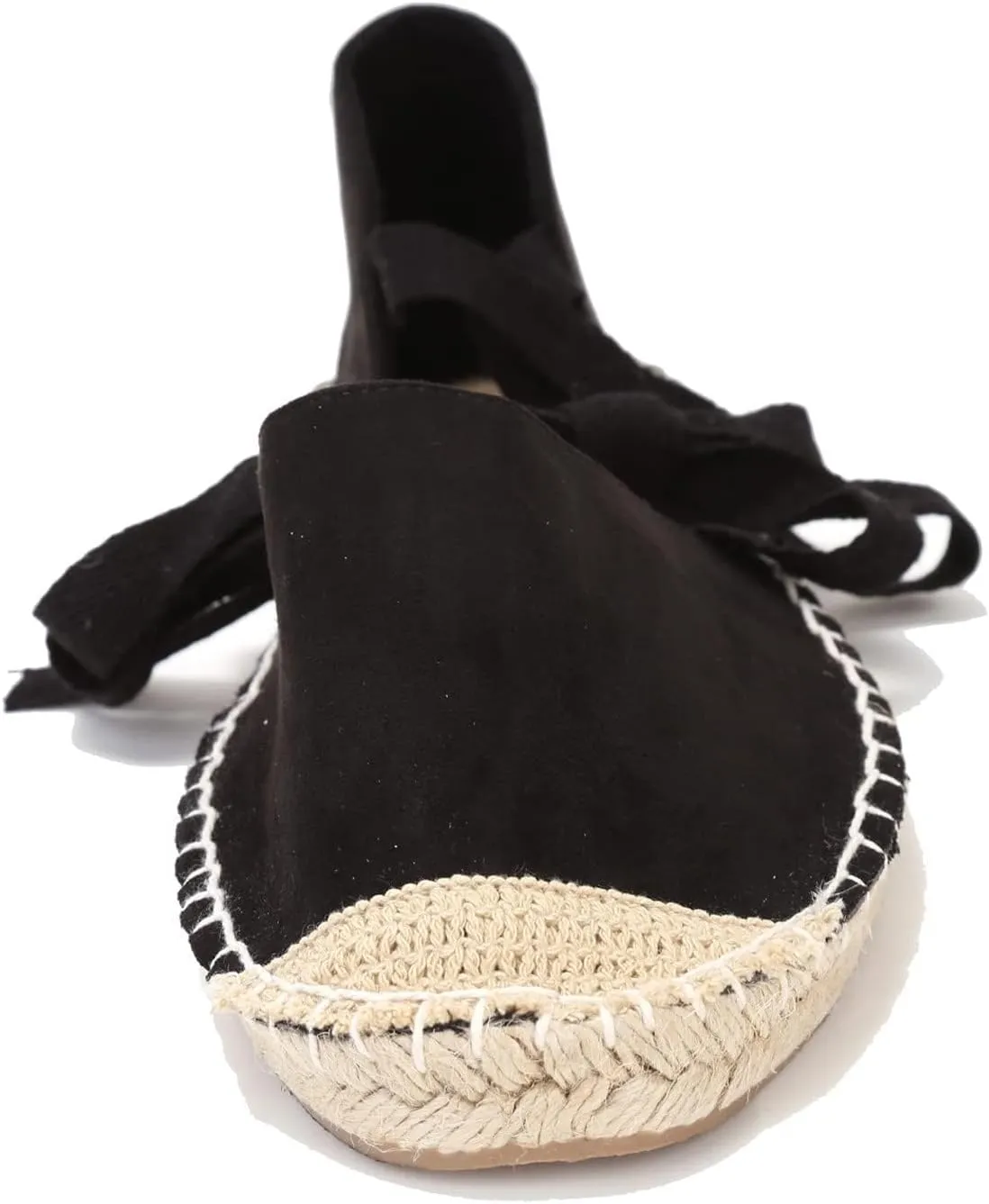 U-lite Women's Suede Cap-Toe Tie-up Ankle Strap Espadrille Flat Sandals
