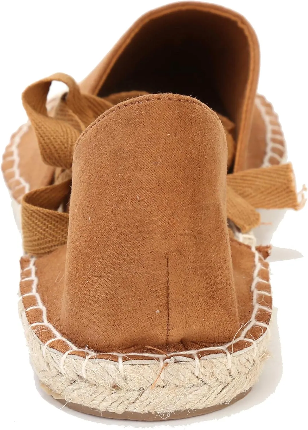 U-lite Women's Suede Cap-Toe Tie-up Ankle Strap Espadrille Flat Sandals