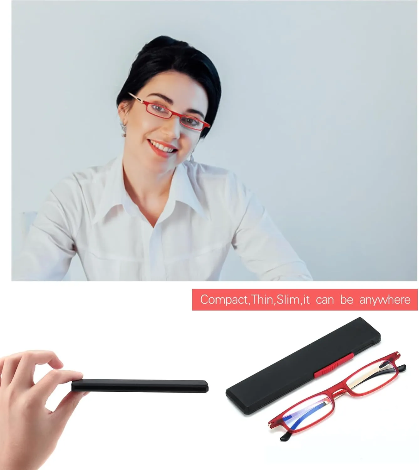 Ultra thin Lightweight Folding Reading Glasses Women Men TR90 Blue Light Blocking Anti UV/Eyestrain Foldable Compact Computer Readers Portable Unique Stretchable Slim Flat Case Red  2.0