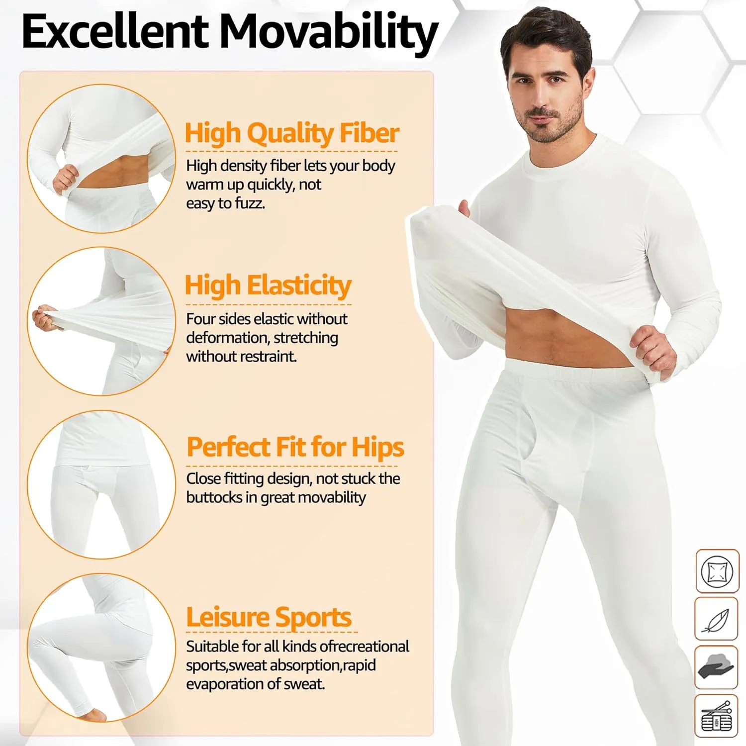 UNIQUEBLLA Long Johns Thermal Underwear Set for Men Thermal Base Layer Cold Weather Bottom Top
